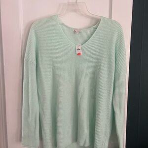 GAP Mint Green V-Neck Ribbed Womens Sweater